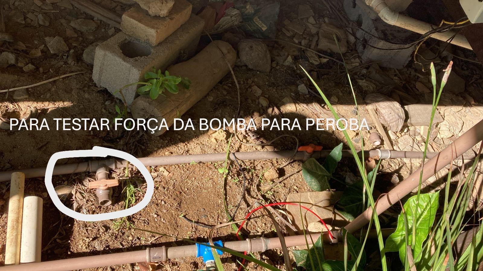 Teste bombeamento água Peroba